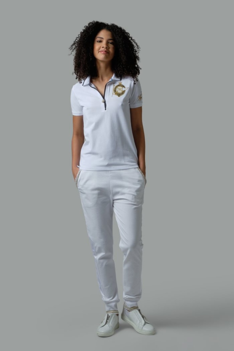 La Martina Regular-fit Sequin Poloshirt Damen Weiß | IGMA5199