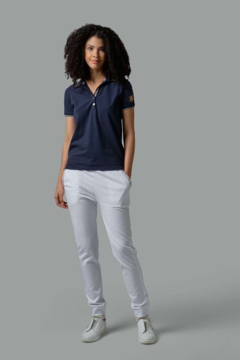 La Martina Regular-fit Sequin Poloshirt Damen Navy | QKRF2412