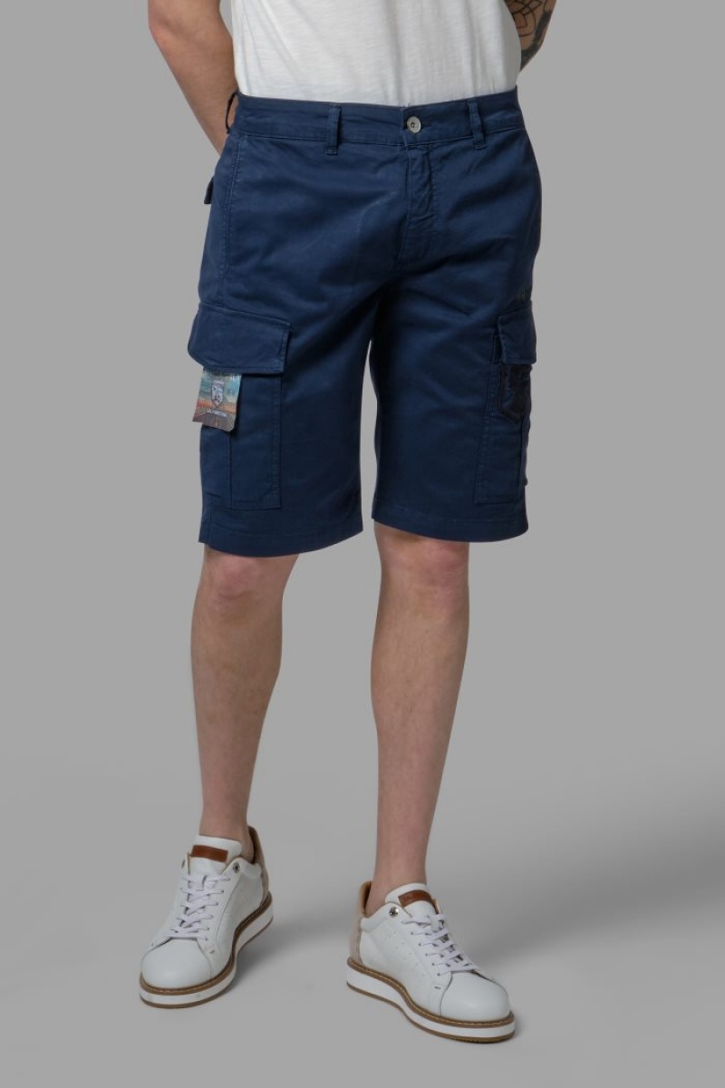 La Martina Regular-fit Stretch Baumwoll Bermudashorts Herren Navy | LKGX9175