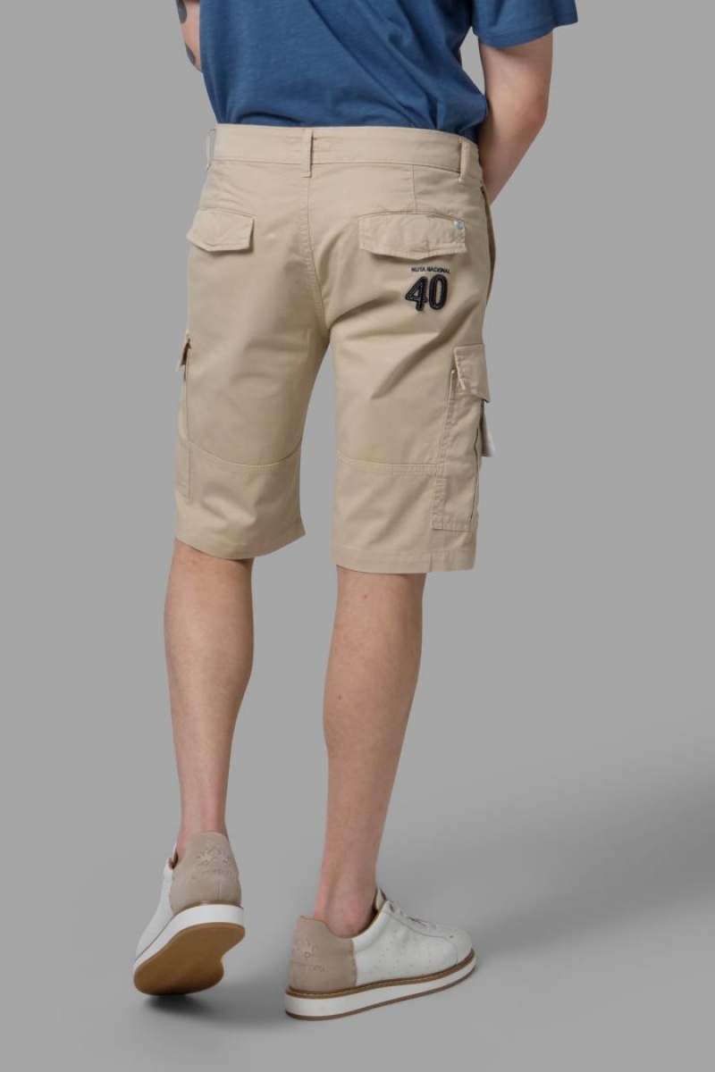 La Martina Regular-fit Stretch Baumwoll Bermudashorts Herren Beige | YQDV2480