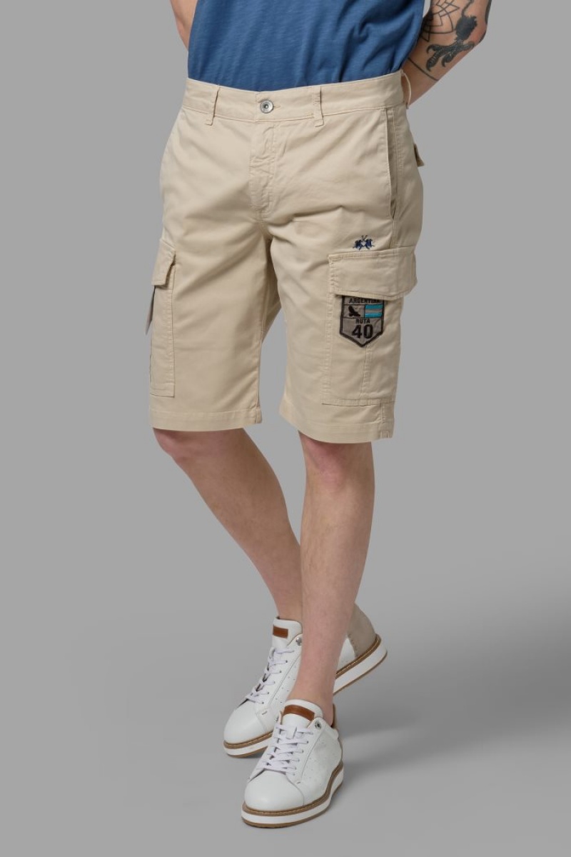 La Martina Regular-fit Stretch Baumwoll Bermudashorts Herren Beige | YQDV2480