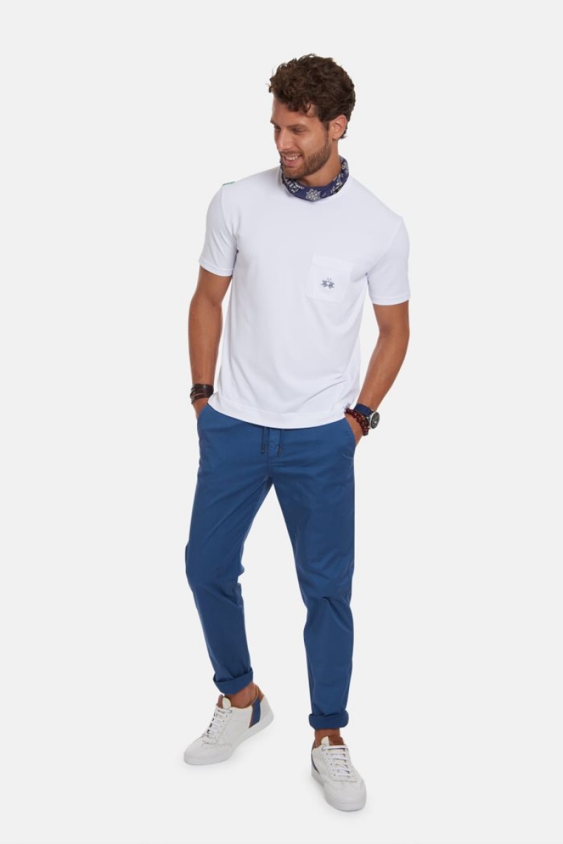 La Martina Regular-fit Stretch Baumwoll Chino-hosen Herren Blau | TCWH8192