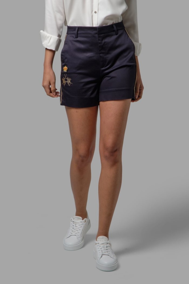 La Martina Regular-fit Stretch Baumwoll Kurze Hose Damen Navy | NUZT8906