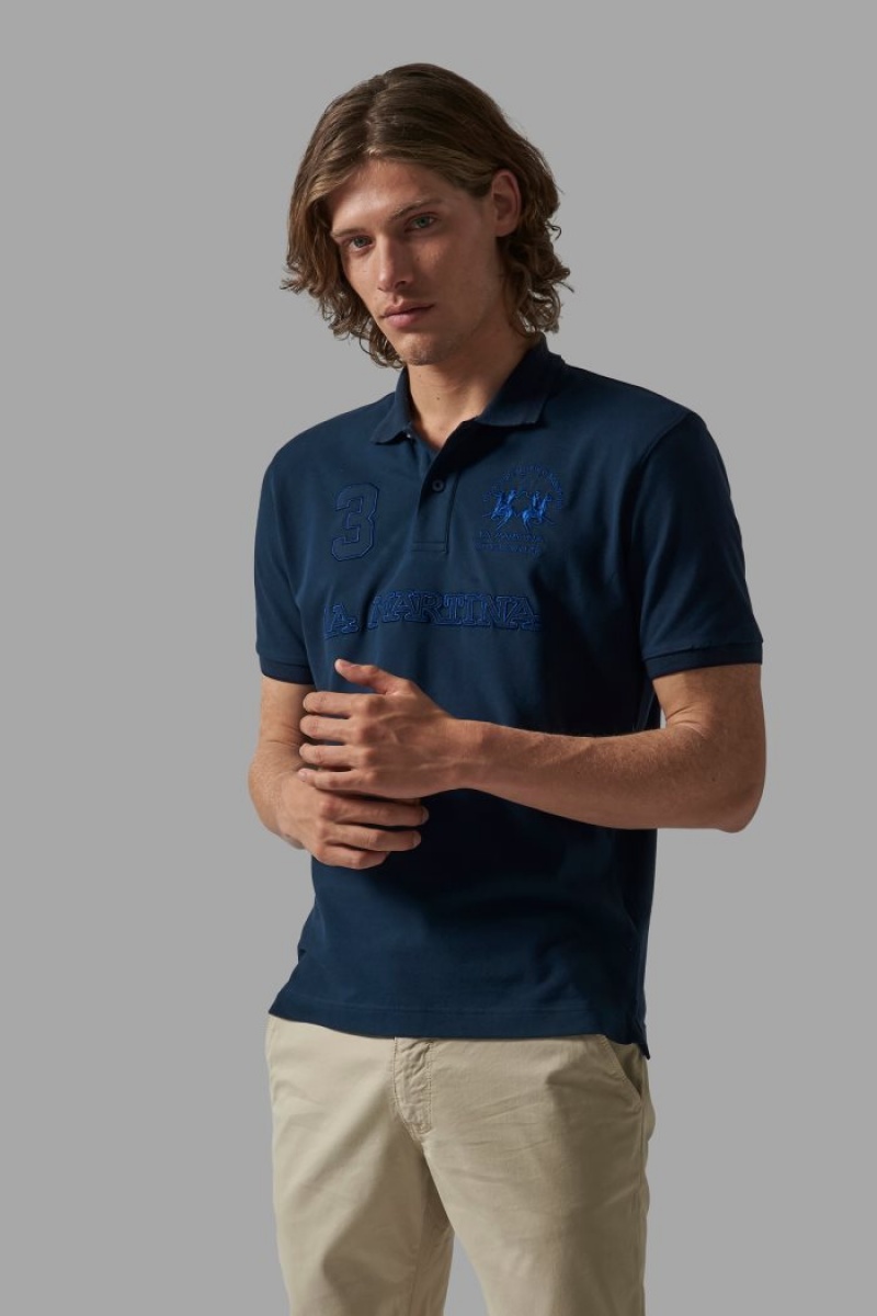 La Martina Regular-fit Stretch Baumwoll Poloshirt Herren Navy | QYYV7406