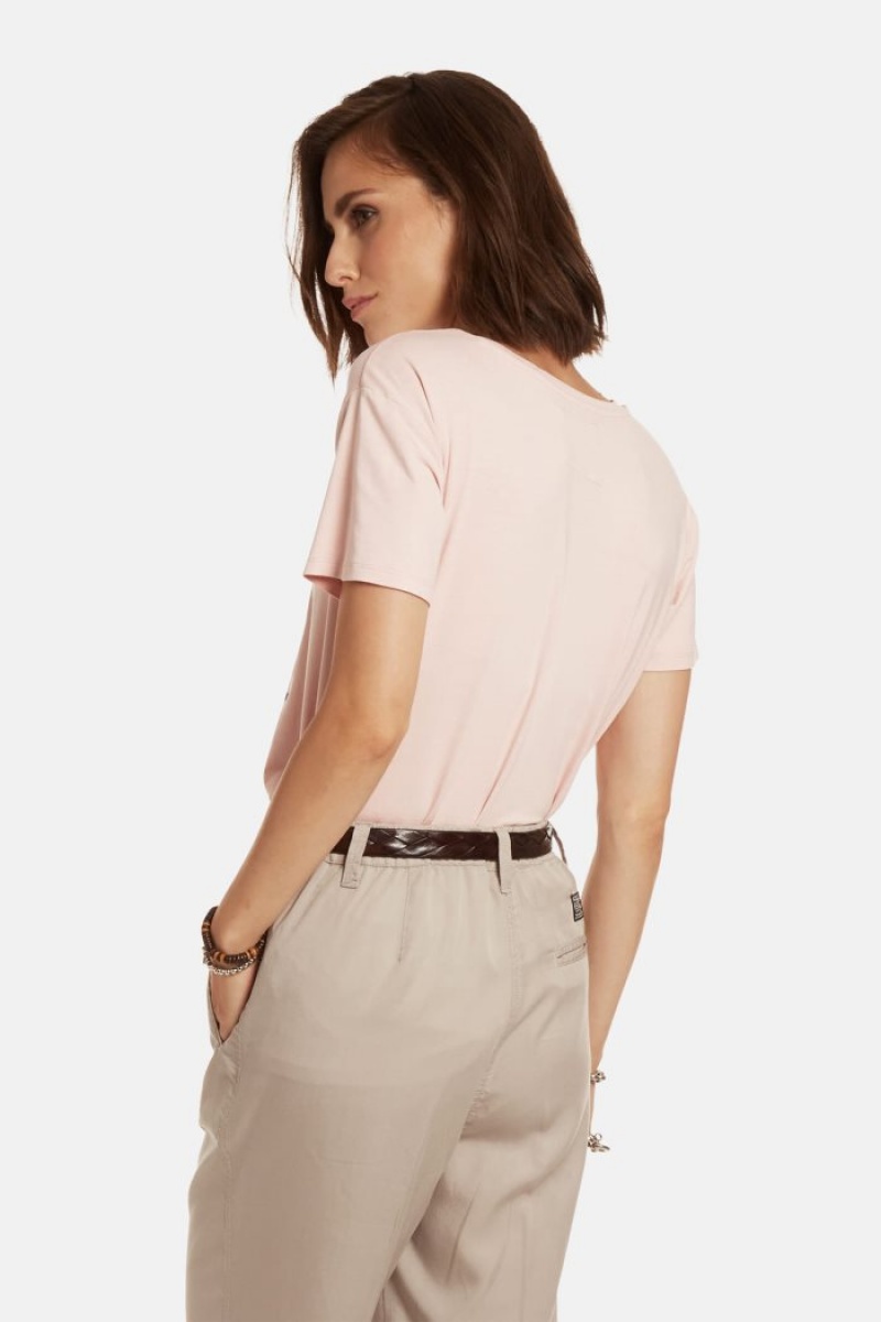 La Martina Regular-fit Stretch Viscose T-shirts Damen Rosa | SHKJ1264