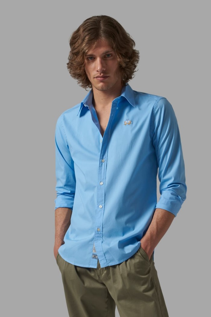 La Martina Slim Fit Hemd Herren Blau | MBCI3798