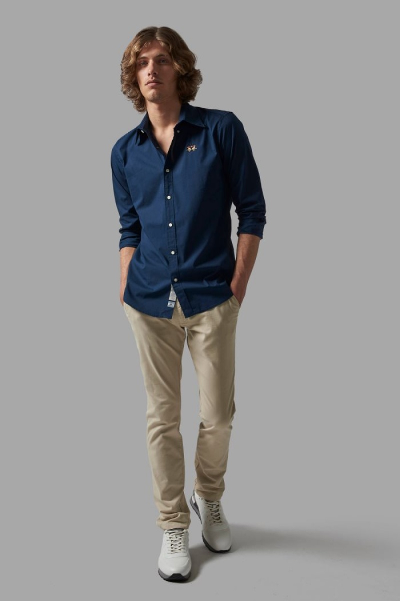 La Martina Slim Fit Hemd Herren Navy | CGUN1520