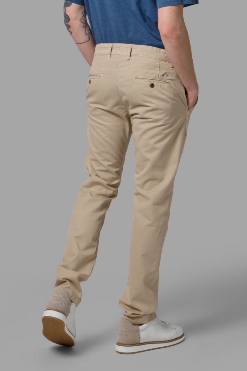 La Martina Slim-fit Linen-blend Chino-hosen Herren Beige | UNWE9357