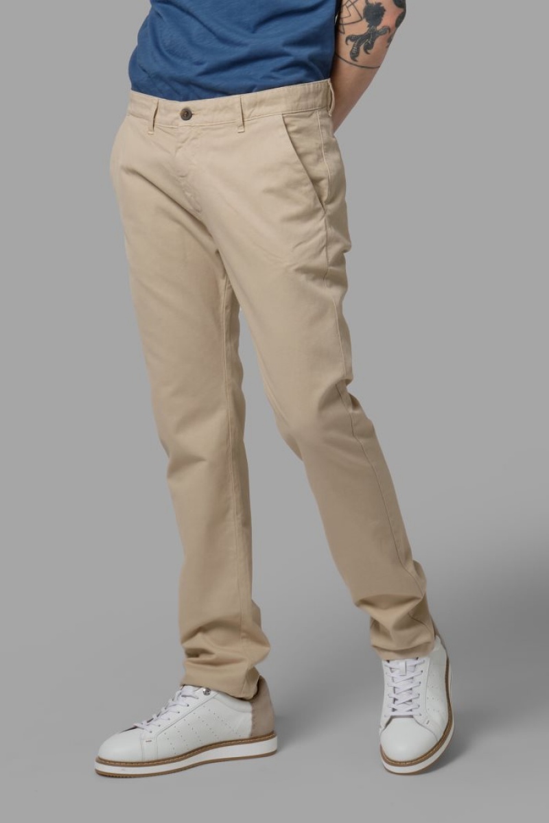 La Martina Slim-fit Linen-blend Chino-hosen Herren Beige | UNWE9357