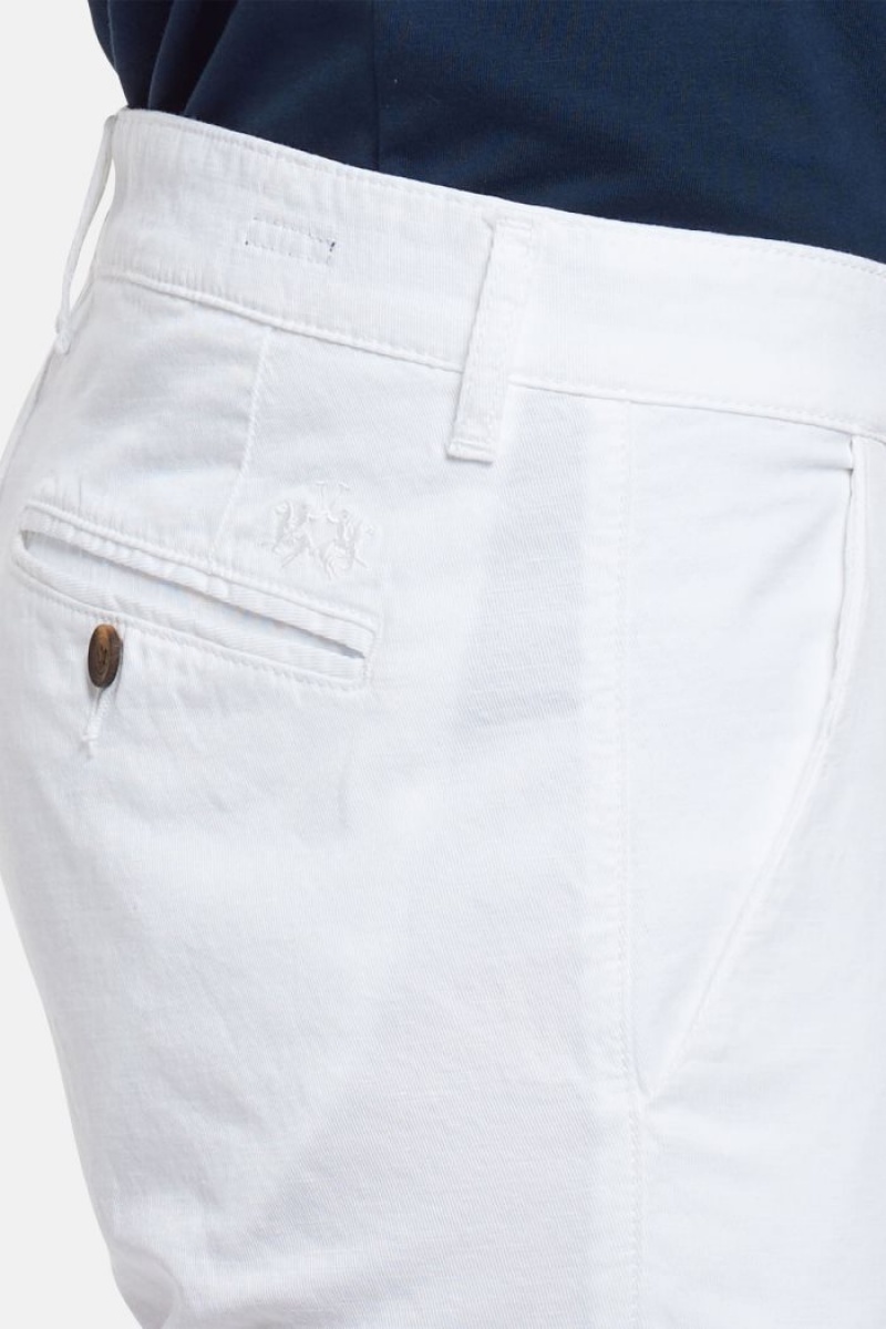 La Martina Slim-fit Linen-blend Chino-hosen Herren Weiß | LSAL0950