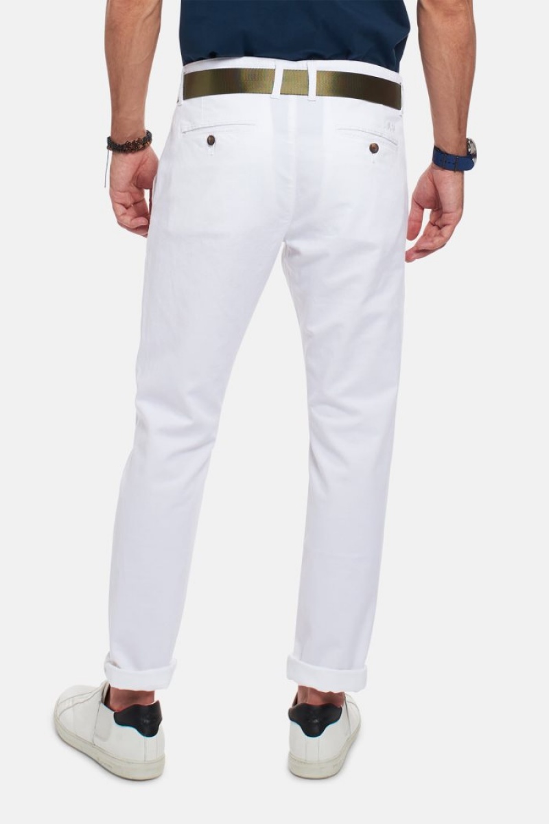 La Martina Slim-fit Linen-blend Chino-hosen Herren Weiß | LSAL0950