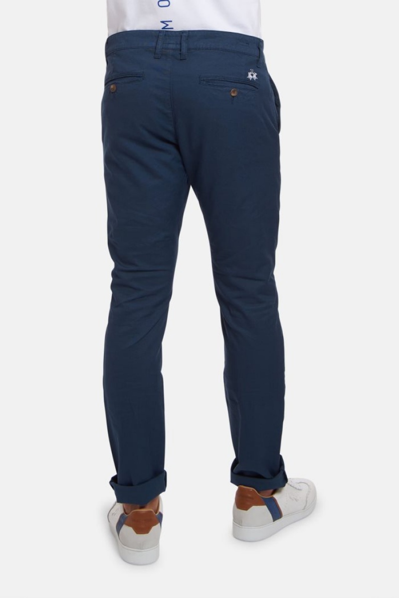 La Martina Slim-fit Linen-blend Chino-hosen Herren Navy | MIKM4909