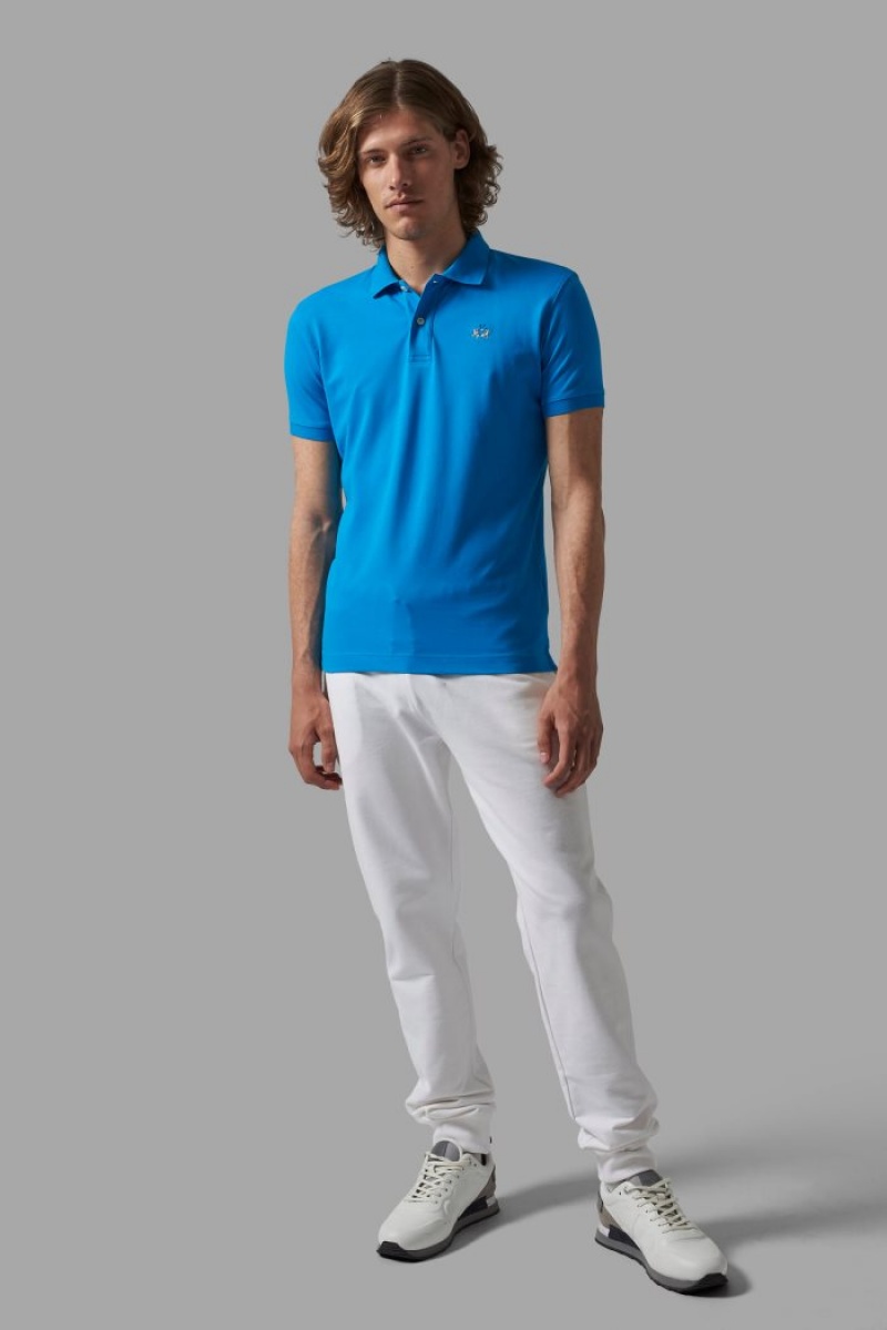 La Martina Slim-fit Poloshirt Herren Blau | HUXM9196