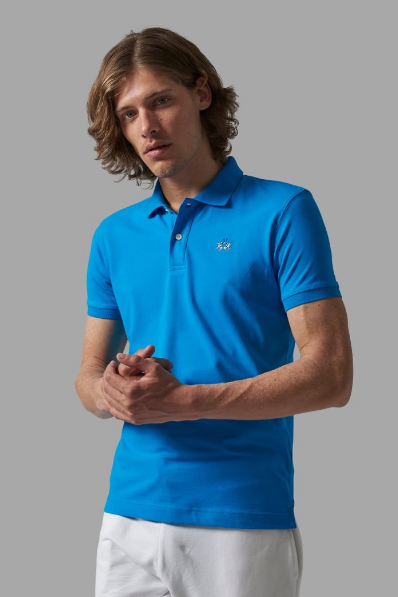 La Martina Slim-fit Poloshirt Herren Blau | HUXM9196