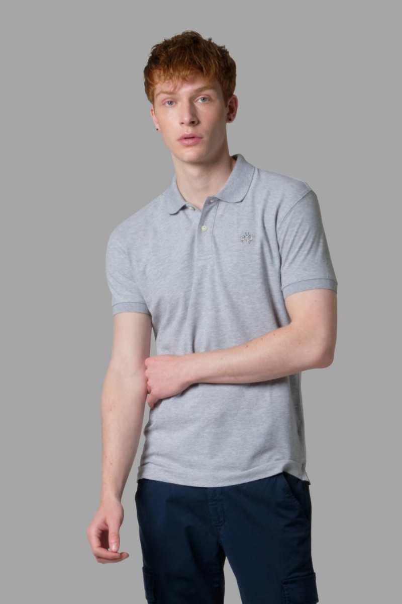 La Martina Slim-fit Poloshirt Herren Hellgrau | XSME4016