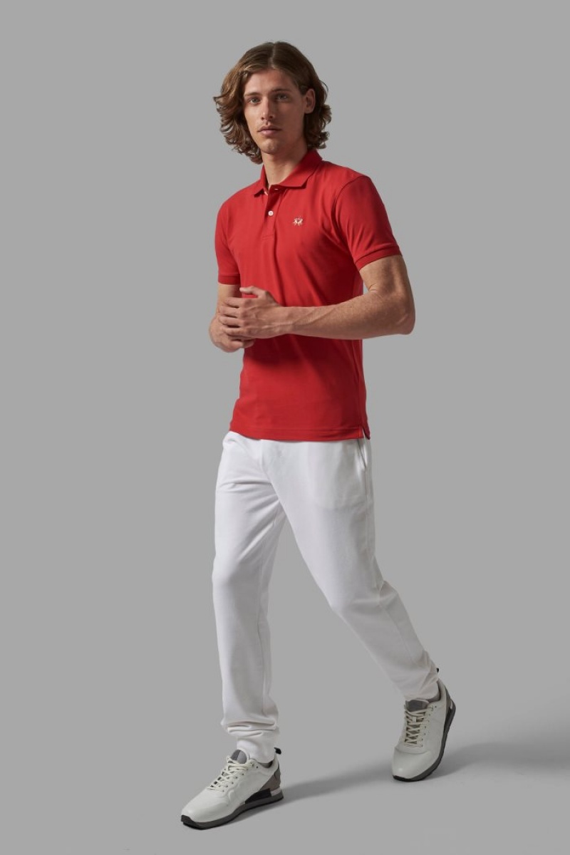 La Martina Slim-fit Poloshirt Herren Rot | QWCP1254