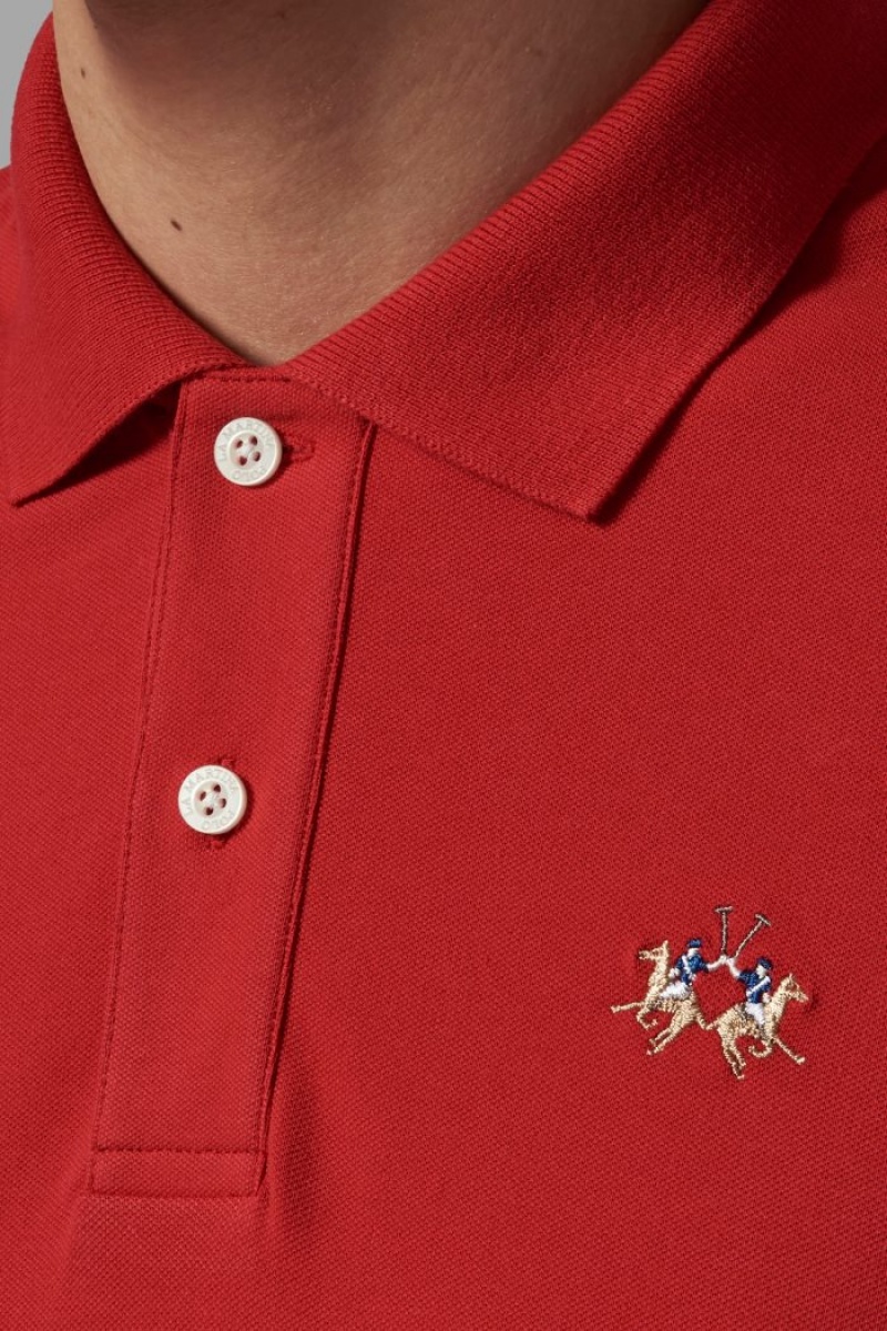 La Martina Slim-fit Poloshirt Herren Rot | QWCP1254