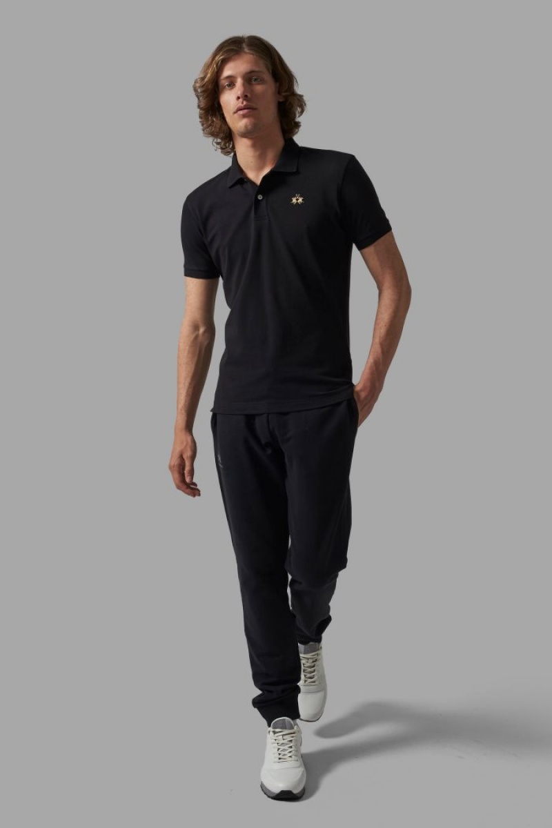 La Martina Slim-fit Poloshirt Herren Schwarz | GSTH4404