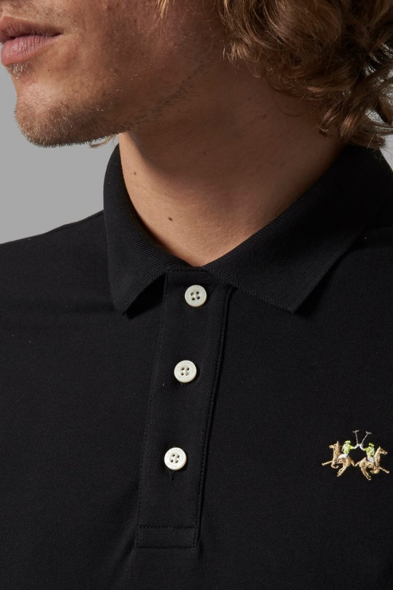 La Martina Slim-fit Poloshirt Herren Schwarz | XYZI4236