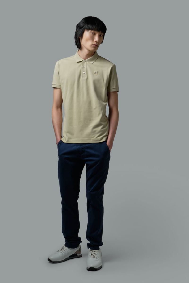 La Martina Slim-fit Stretch Piqué Poloshirt Herren Beige | ABYT7857