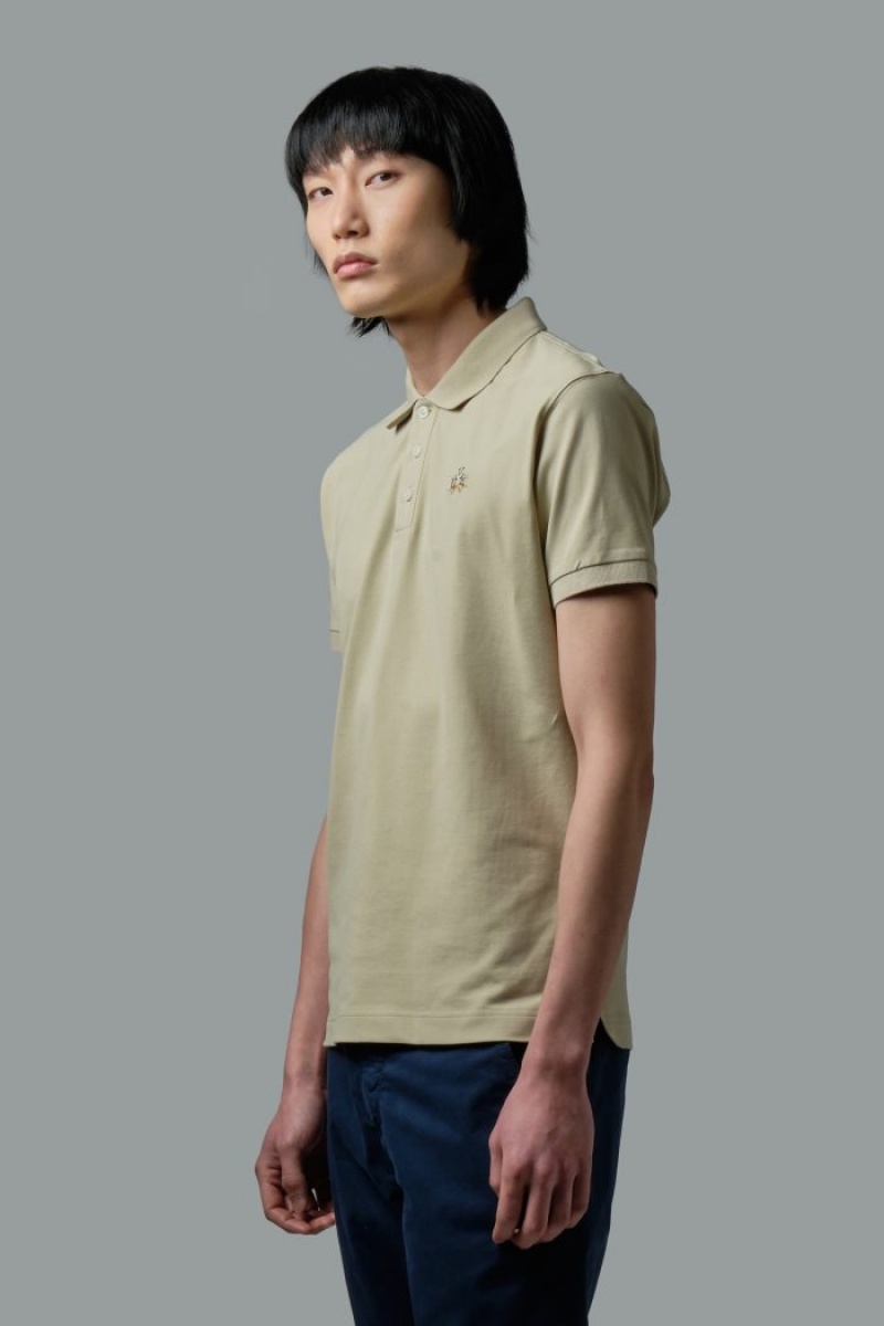 La Martina Slim-fit Stretch Piqué Poloshirt Herren Beige | ABYT7857