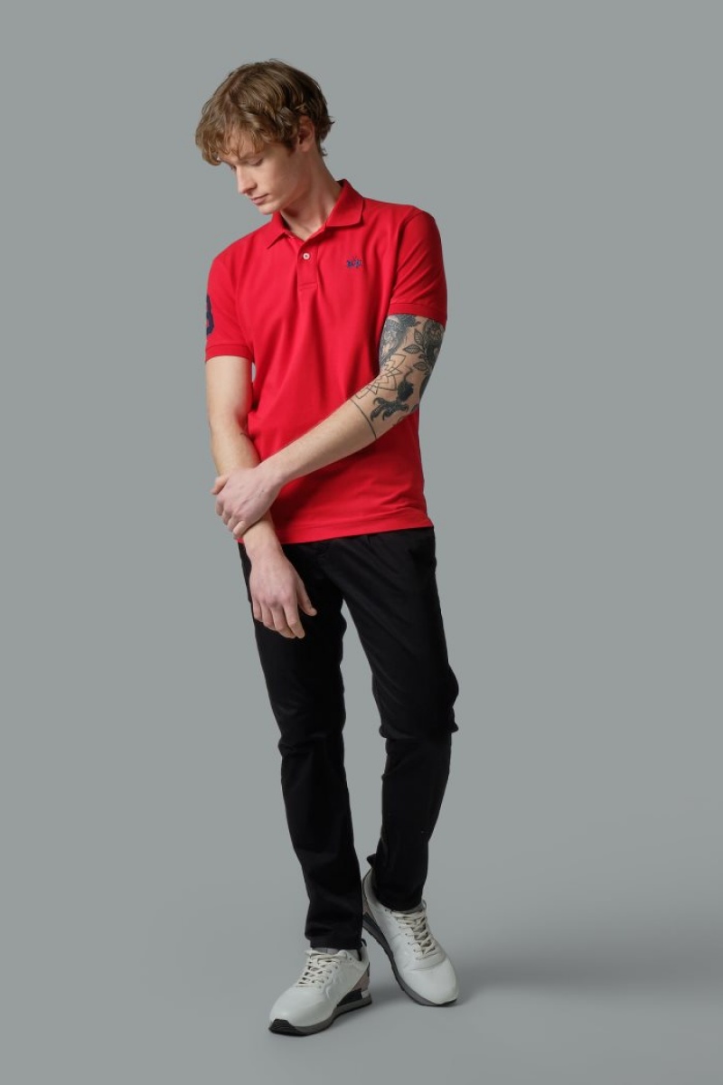 La Martina Slim-fit Stretch Piqué Poloshirt Herren Rot | XPHG8549