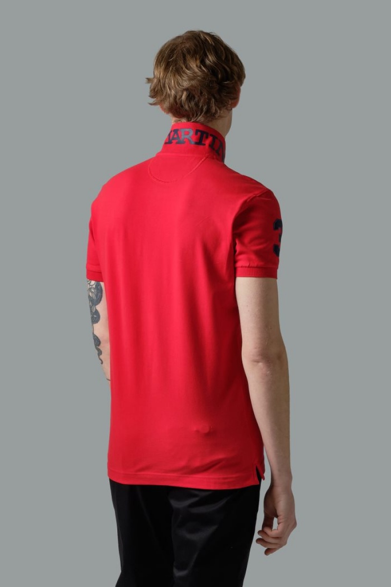 La Martina Slim-fit Stretch Piqué Poloshirt Herren Rot | XPHG8549