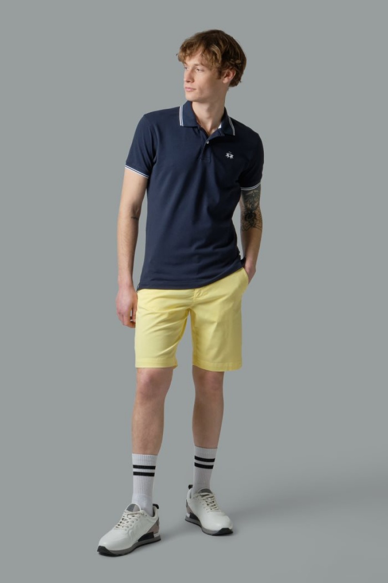 La Martina Slim-fit Stretch Piqué Poloshirt Herren Navy | QDHK2173