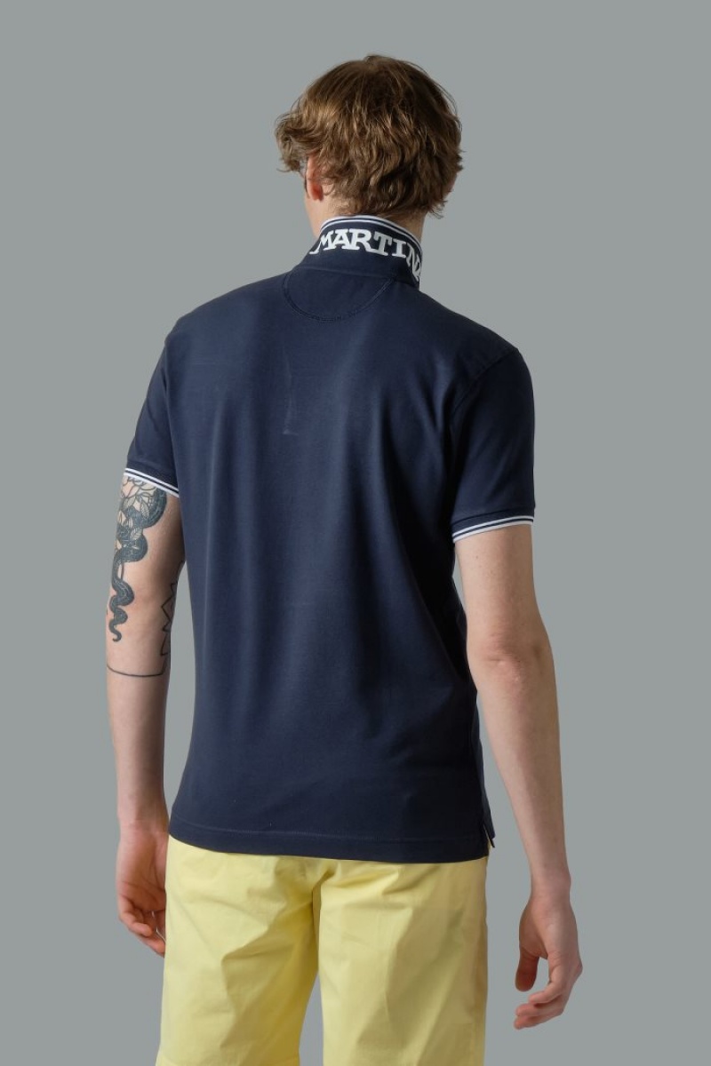 La Martina Slim-fit Stretch Piqué Poloshirt Herren Navy | QDHK2173