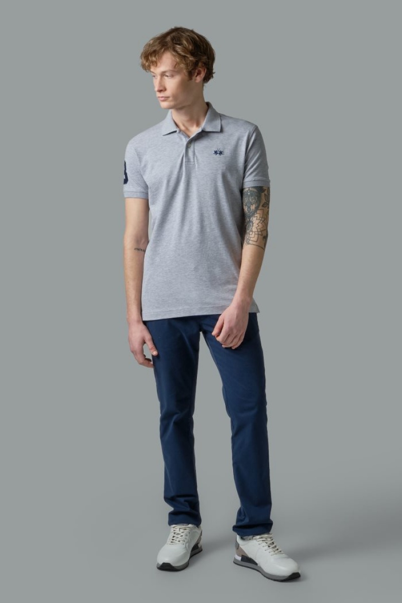 La Martina Slim-fit Stretch Piqué Poloshirt Herren Hellgrau | OAHZ7474