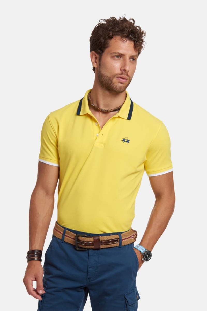 La Martina Slim-fit Stretch Piqué Poloshirt Herren Gelb | CWTV9195