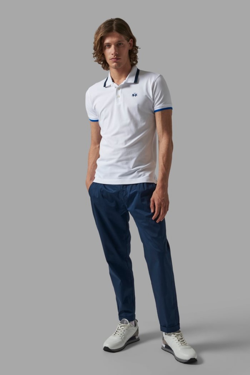 La Martina Slim-fit Stretch Piqué Poloshirt Herren Weiß | RPTM2138