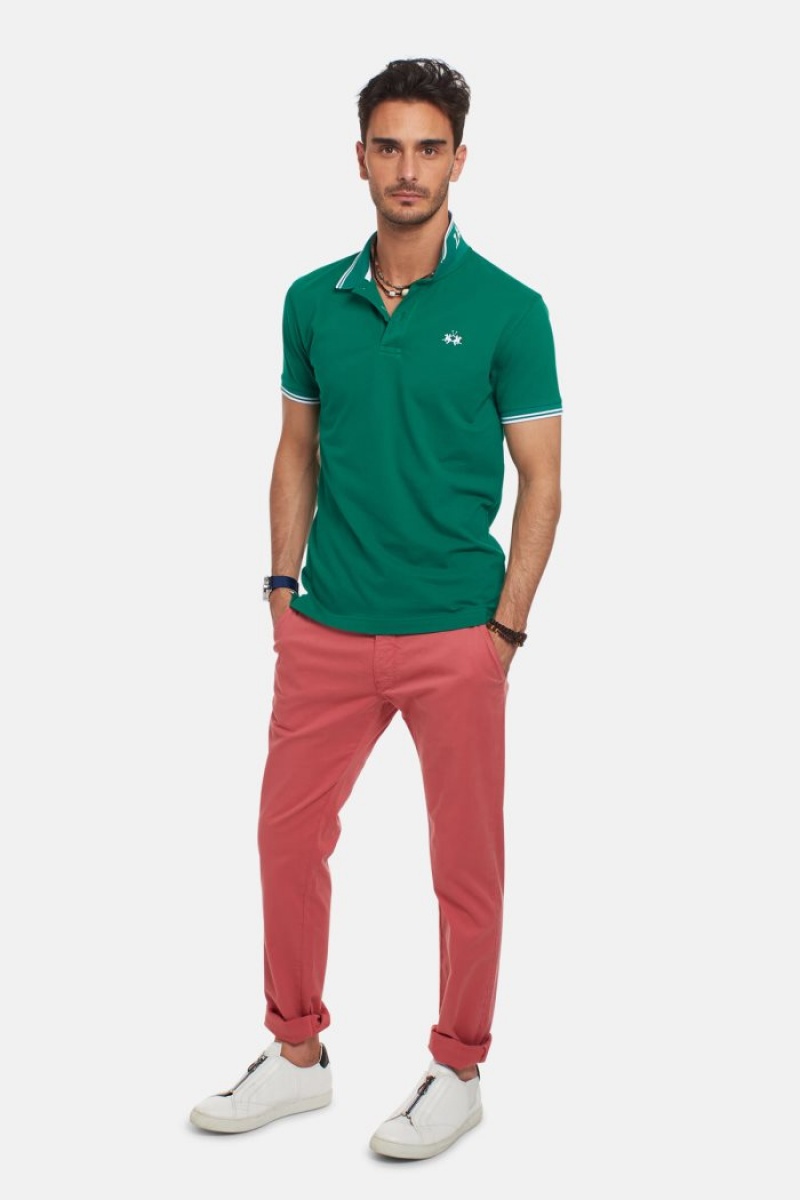 La Martina Slim-fit Stretch Piqué Poloshirt Herren Grün | PFFO0873