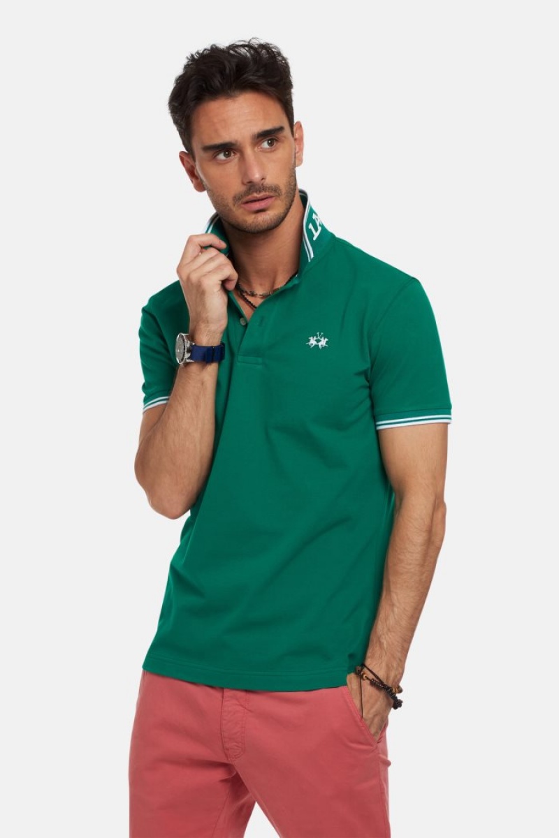 La Martina Slim-fit Stretch Piqué Poloshirt Herren Grün | PFFO0873