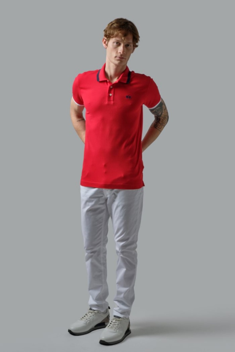 La Martina Slim-fit Stretch Piqué Poloshirt Herren Rot | CTLR1011