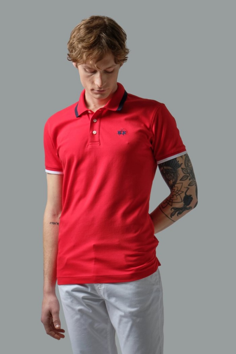 La Martina Slim-fit Stretch Piqué Poloshirt Herren Rot | CTLR1011