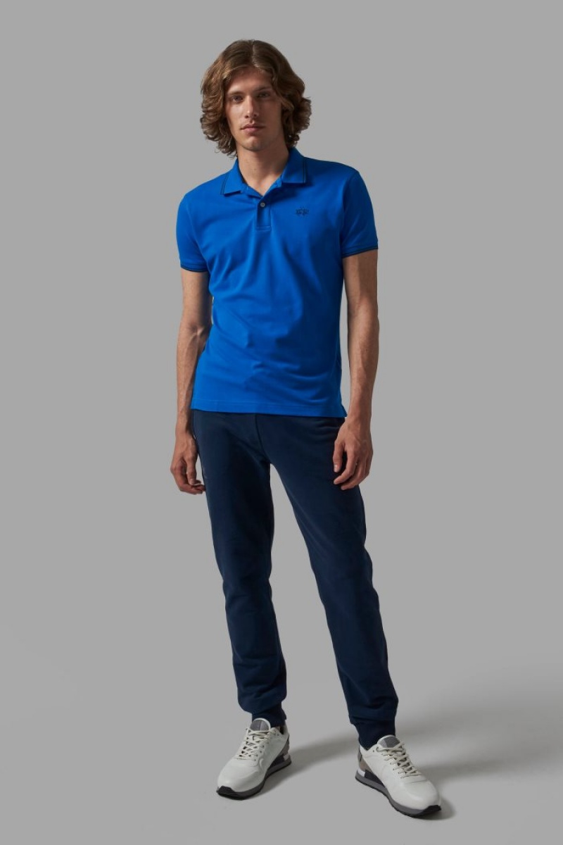 La Martina Slim-fit Stretch Piqué Poloshirt Herren Blau | XEVQ3103