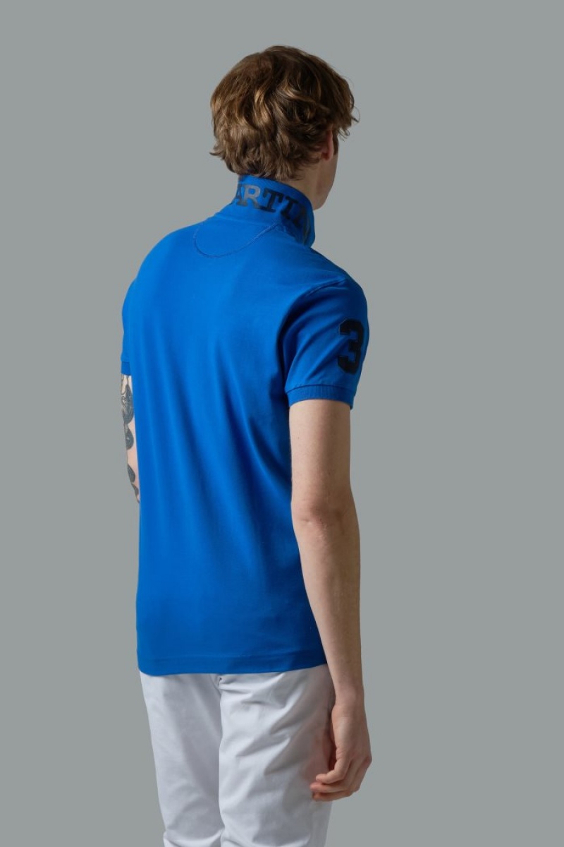 La Martina Slim-fit Stretch Piqué Poloshirt Herren Blau | CDJC9152