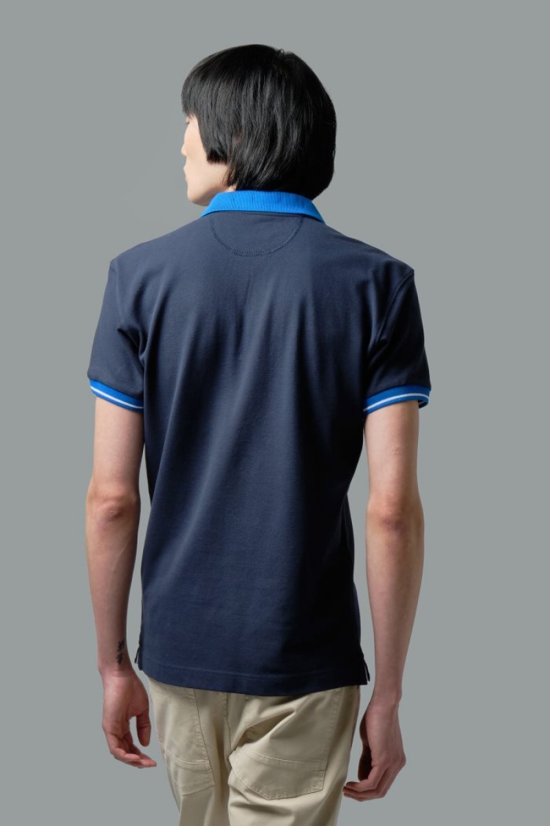 La Martina Slim-fit Stretch Piqué Poloshirt Herren Navy | OQJZ0012