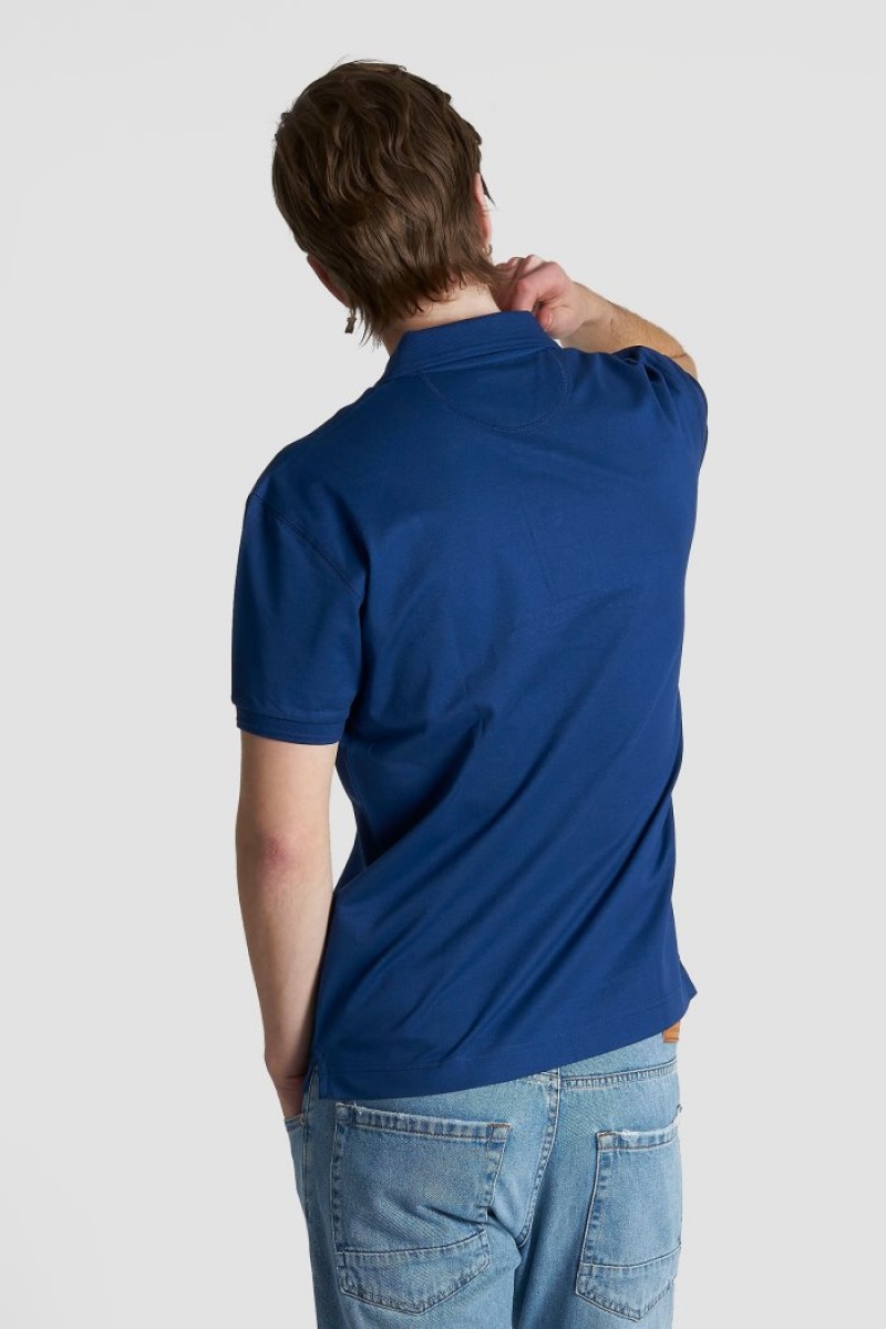 La Martina Slim-fit Stretch Piqué Poloshirt Herren Blau | XVNF0277