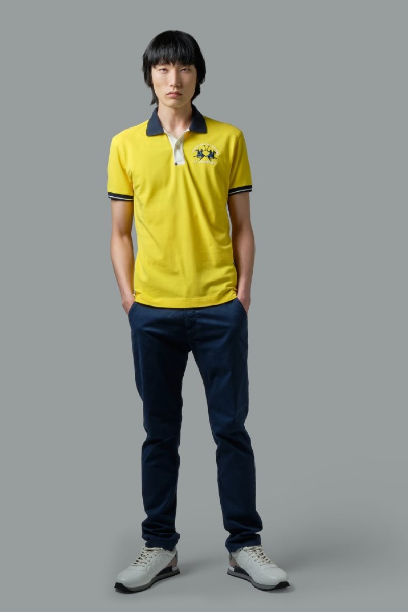 La Martina Slim-fit Stretch Piqué Poloshirt Herren Gelb | NZZY3153