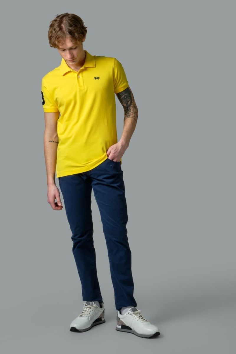 La Martina Slim-fit Stretch Piqué Poloshirt Herren Gelb | KBKR9264