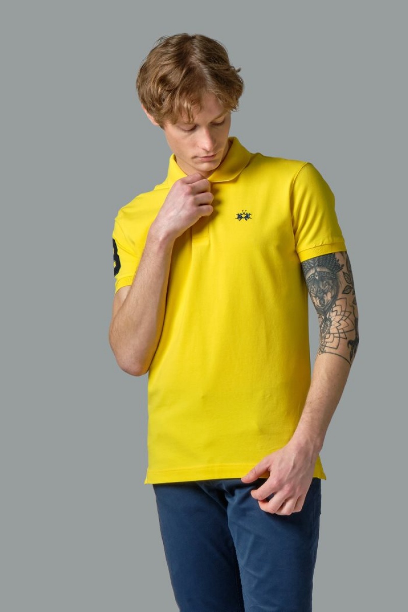 La Martina Slim-fit Stretch Piqué Poloshirt Herren Gelb | KBKR9264