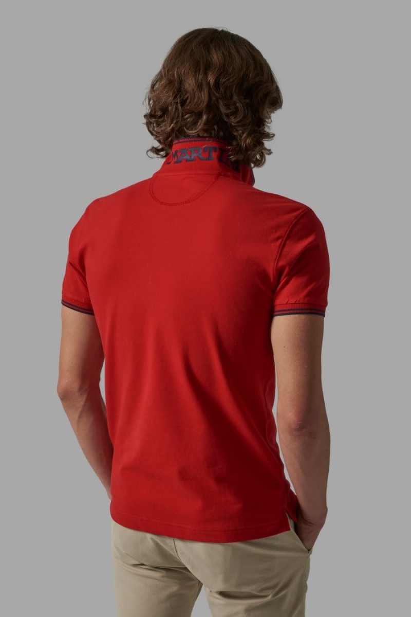 La Martina Slim-fit Stretch Piqué Poloshirt Herren Rot | QMAM4427