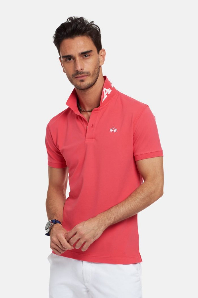 La Martina Slim-fit Stretch Piqué Poloshirt Herren Koralle | LUUQ1749