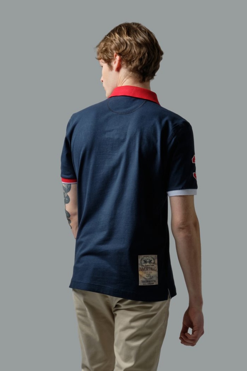 La Martina Stretch Piqué Poloshirt Herren Navy | FVVK8608