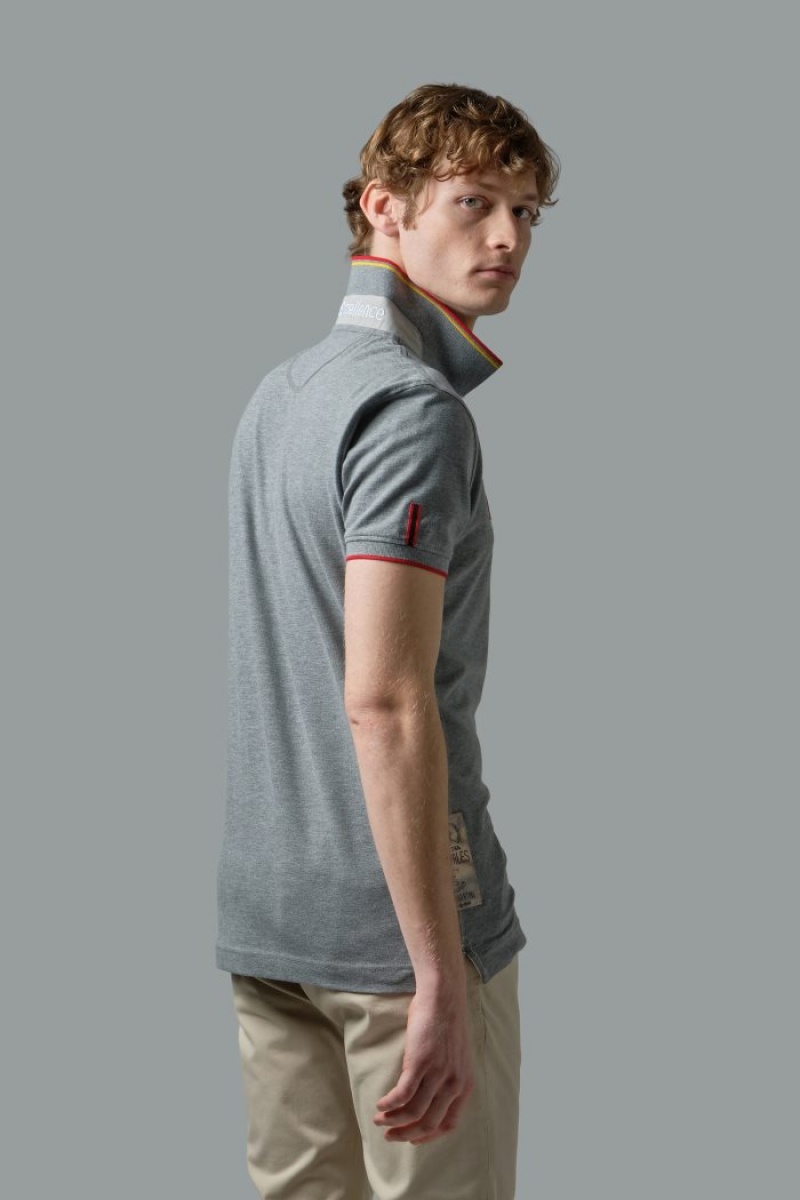 La Martina Stretch Piqué Poloshirt Herren Grau | DNZZ6645