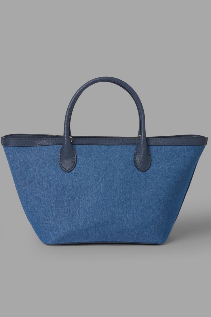 La Martina Two-tone Canvas Shopper Damen Navy | VTIY1331