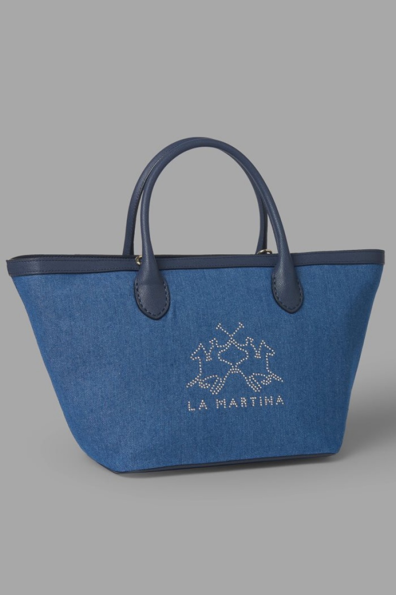 La Martina Two-tone Canvas Shopper Damen Navy | VTIY1331