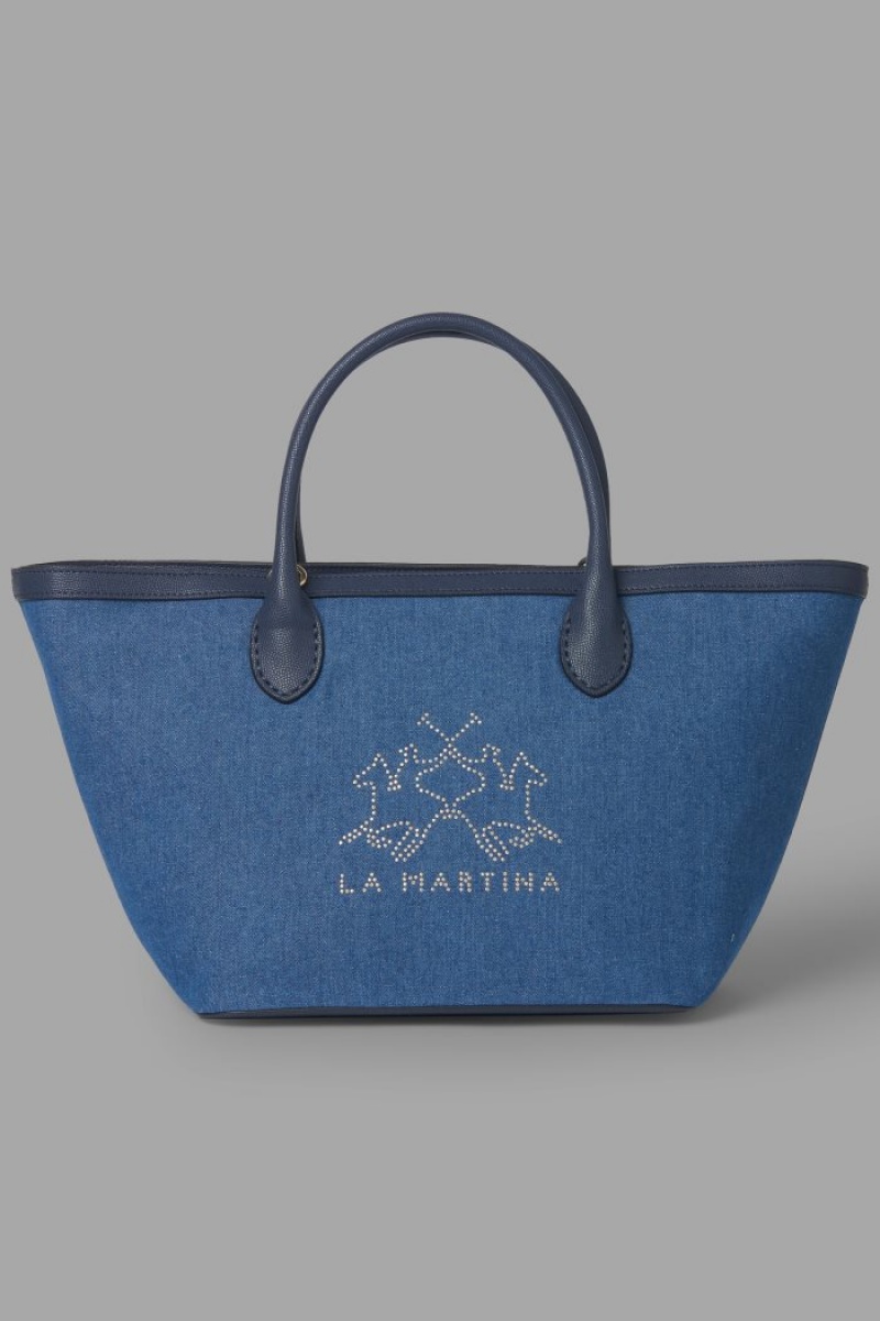 La Martina Two-tone Canvas Shopper Damen Navy | VTIY1331